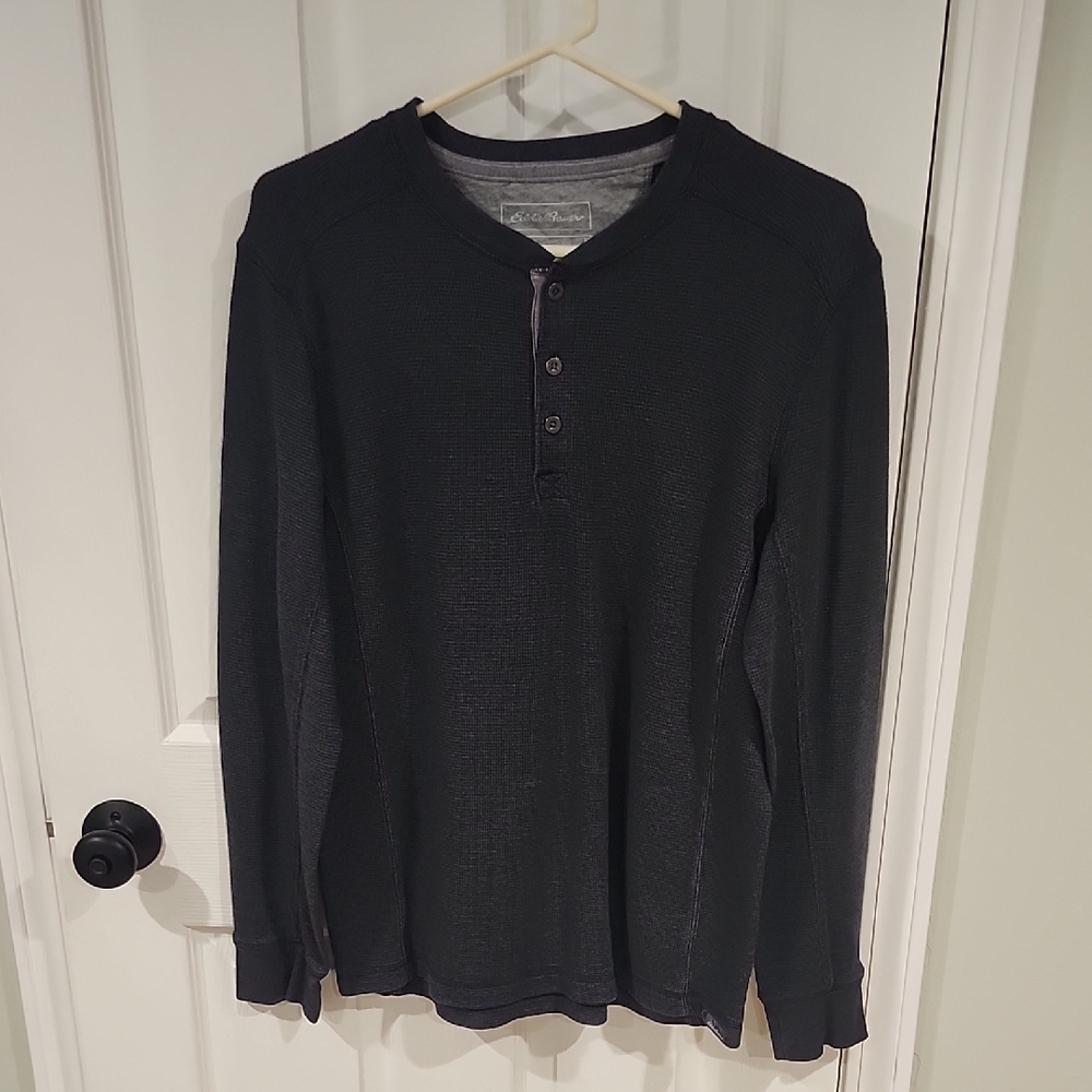 Eddie Bauer Men's Medium Charcoal Henley Shirt